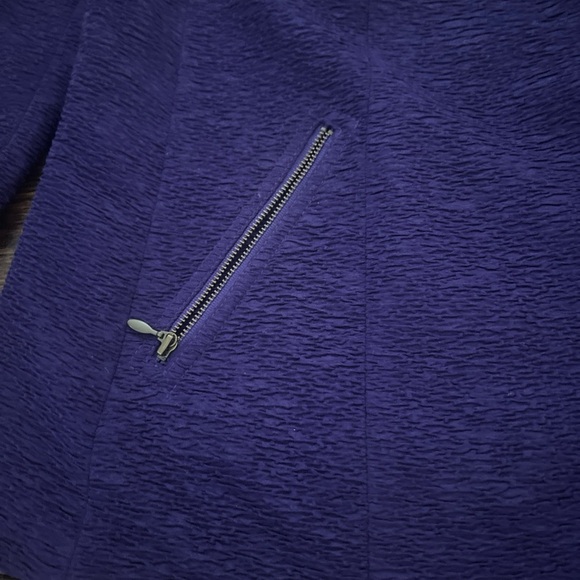 Chico's Textured Scrunch Material Blazer/Jacket Dark Purple Sz 2 L (12) EUC - Picture 3 of 5
